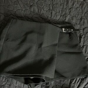 Black Mini Skort with Buckle Detail
